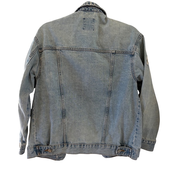 Bershka Oversized Light Wash Distressed Denim Jacket XXS - Picture 7 of 12